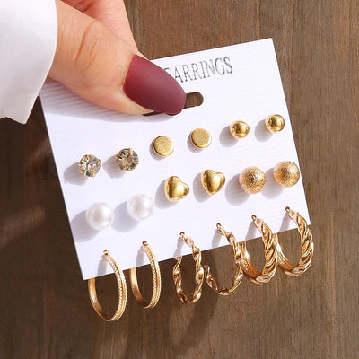 Elegant Gold-Tone Earrings Set with Pearls