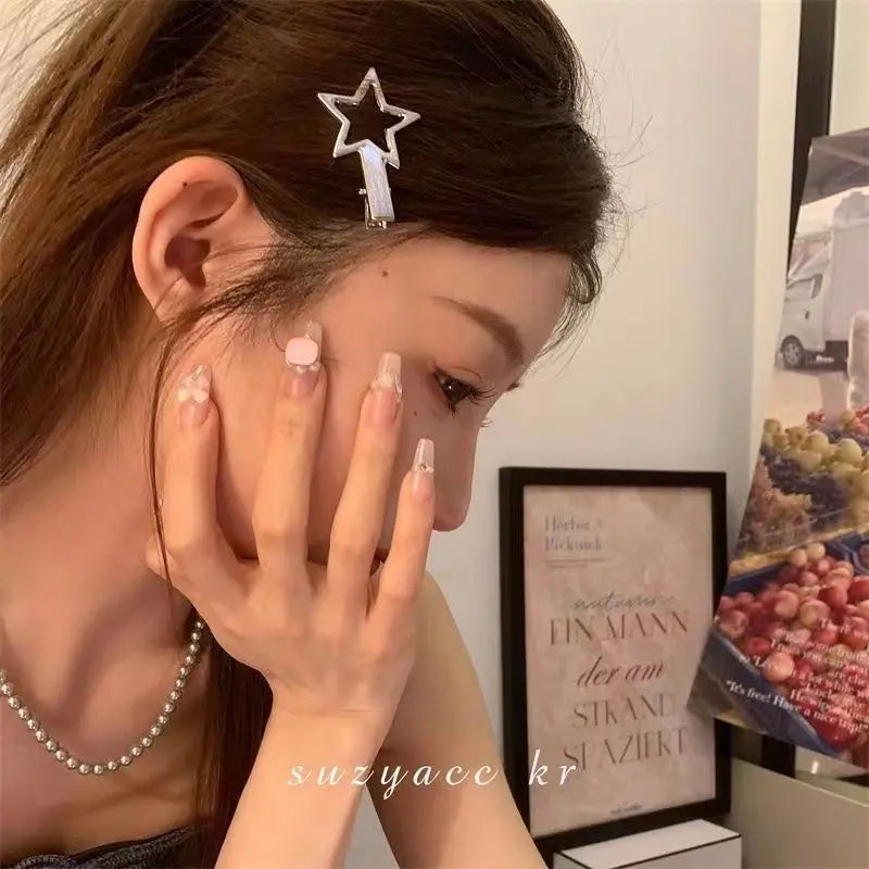 Trendy Silver Metal Hair Clips Set
