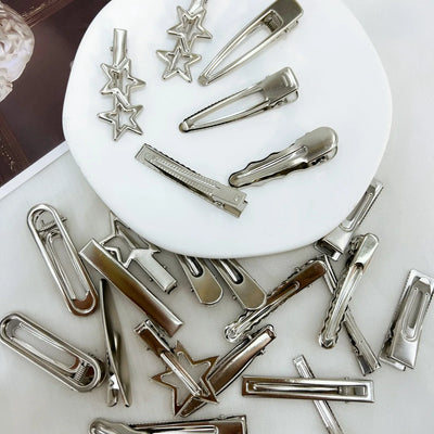 Trendy Silver Metal Hair Clips Set