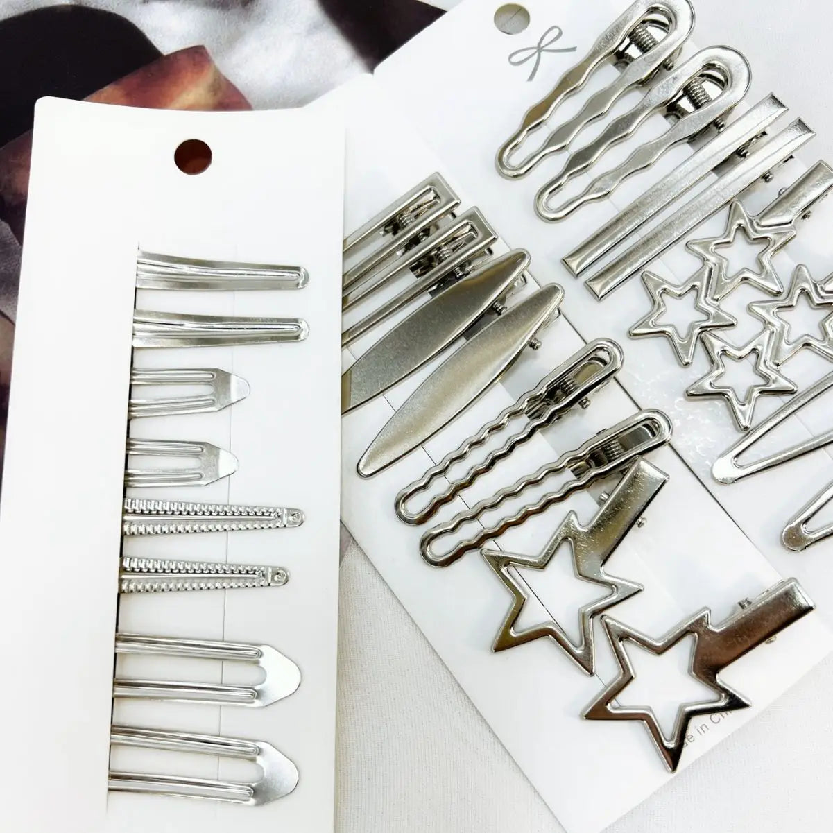 Trendy Silver Metal Hair Clips Set