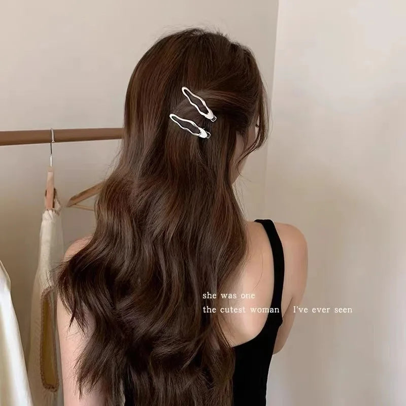 Trendy Silver Metal Hair Clips Set