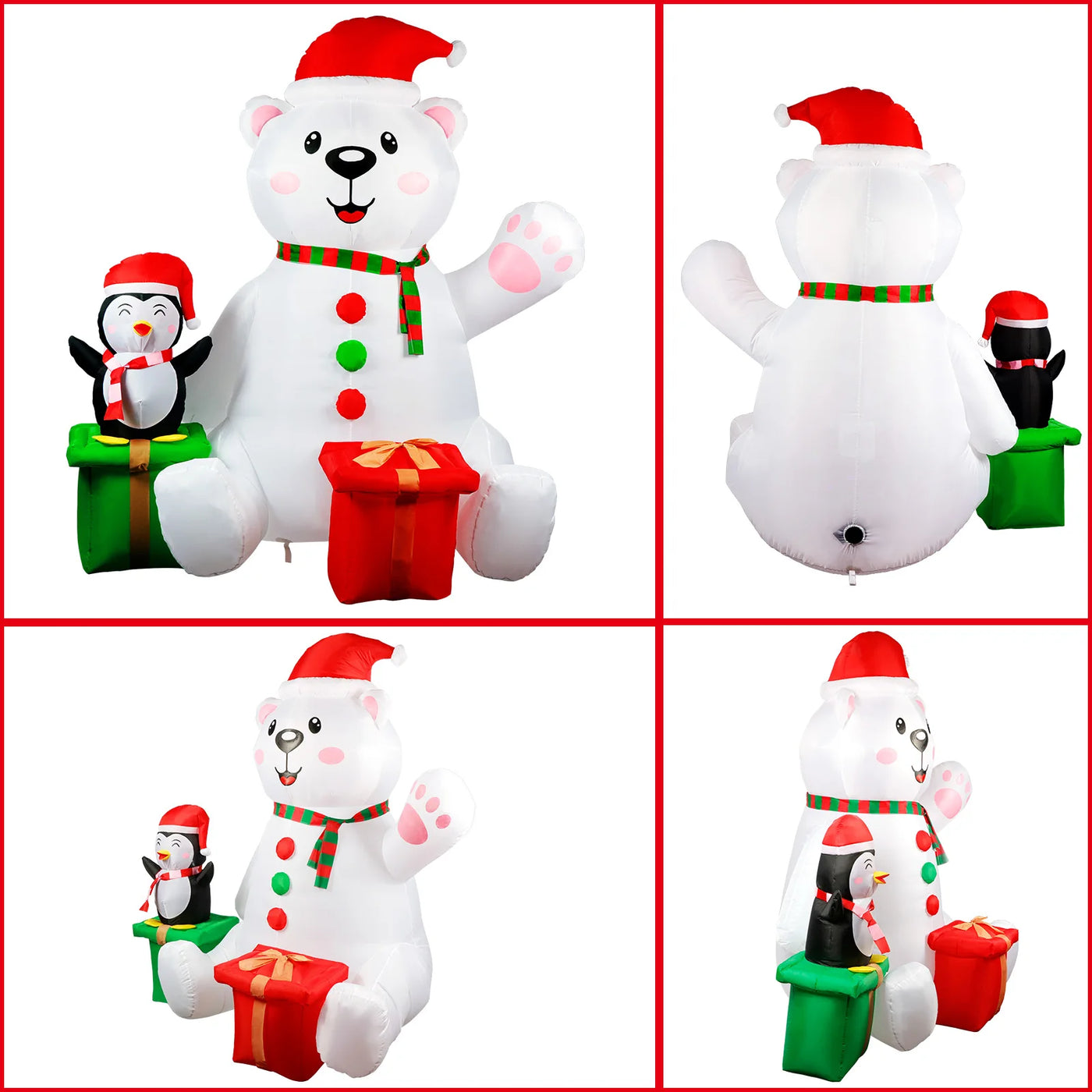 Inflatable Polar Bear with Penguin & LED Lights